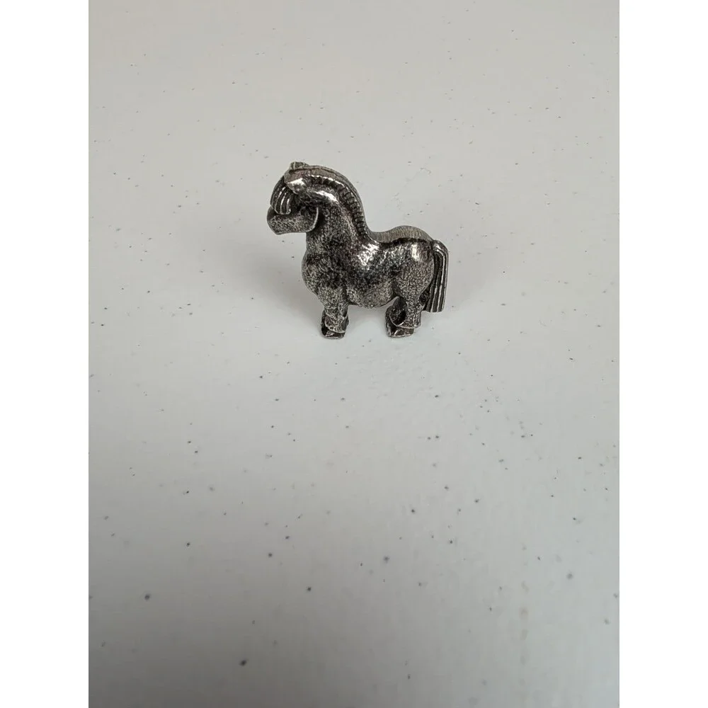 Vintage Tinn Per Mini Viking Horse Fjord Battle Handcast Pewter Figurine 1.4”